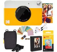 KODAK: Paquete cámara instantánea Printomatic (Amarilla) + Papel Zink (20 Hojas) + Funda álbum de Fotos + Marcos para Colgar + cómoda