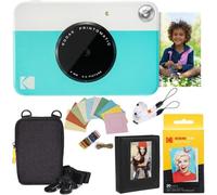KODAK: Paquete cámara instantánea Printomatic (Azul) + Papel Zink (20 Hojas) + Funda álbum de Fotos + Marcos para Colgar + cómoda