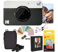 KODAK: Paquete cámara instantánea Printomatic (Negro) + Papel Zink (20 Hojas) + Funda álbum de Fotos + Marcos para Colgar + cómoda