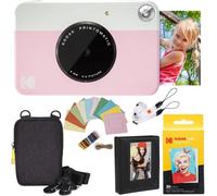 Kodak: Paquete cámara instantánea Printomatic (Rosado) + Papel Zink (20 Hojas) + Funda álbum de Fotos + Marcos para Colgar + cómoda