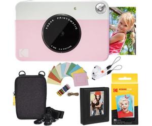 Kodak: Paquete cámara instantánea Printomatic (Rosado) + Papel Zink (20 Hojas) + Funda álbum de Fotos + Marcos para Colgar + cómoda