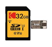 Kodak Paquete de tarjetas de memoria SDHC UHS-I U1 de 32 GB clase 10 con lector de tarjetas todo en uno (2 artículos)