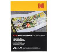 KODAK Photo Sticker Paper - Pack de 20 hojas de papel fotográfico autoadhesivo, TAMAÑO A6 (105 X 148mm) acabado brillante, 120 gsm, compatible con impresoras de inyección de tinta, color blanco
