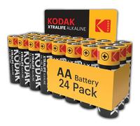 KODAK Pilas alcalinas AA (paquete de 24) doble A de alto rendimiento, 10 años de vida útil, 145% de vida extra de larga duración (24 unidades Xtralife) para electrónica doméstica y de oficina