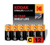 KODAK Pilas alcalinas de celda C (paquete de 12) pilas de tamaño C, LR14 de 1,5 V