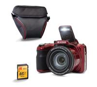 KODAK Pixpro AZ425 - Cámara puente de 20 MP con zoom óptico 42x + funda protectora + tarjeta SD de 32 GB - vídeo Full HD 1080p, gran angular 24 mm, estabilizador, pantalla LCD de 3" - rojo