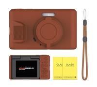 Kodak Pixpro C1 - Juego de fundas de silicona suave con correa y protector de pantalla de cristal templado, protección contra golpes, arañazos y polvo para cámaras digitales (marrón)