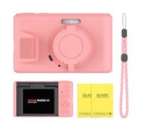 Kodak Pixpro C1 - Juego de fundas de silicona suave con correa y protector de pantalla de cristal templado, protección contra golpes, arañazos y polvo para cámaras digitales (rosa)