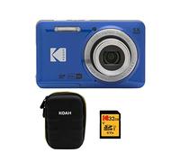 KODAK PIXPRO Friendly Zoom FZ55-BL - Cámara digital de 16 MP con zoom óptico 5X, gran angular de 28 mm y pantalla LCD de 2.7 pulgadas (azul) paquete con funda protectora, tarjeta de memoria de 32 GB