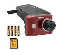 Kodak PIXPRO FZ45 - Cámara digital con zoom amigable (rojo) con estuche de viaje plegable de almacenamiento, tarjeta de memoria Full HD UHS-I U1 V10 de 128 GB SD Clase 10 UHS-I U1 V10 y Procell AA