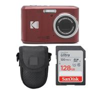 Kodak PIXPRO FZ45 - Cámara digital + funda para cámara de apuntar y disparar + tarjeta de memoria SDXC Sandisk de 128 GB
