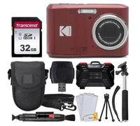 Kodak PIXPRO FZ45 - Cámara digital + tarjeta de memoria de 32 GB + funda para cámara de apuntar y disparar + monopie extensible + bolígrafo de limpieza de lentes + protectores de pantalla LCD +