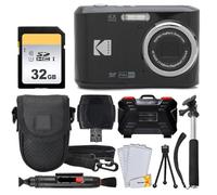 Kodak PIXPRO FZ45 - Cámara digital, tarjeta de memoria de 32 GB, funda para cámara de apuntar y disparar, monopie extensible, bolígrafo de limpieza de lentes, protectores de pantalla LCD, trípode de