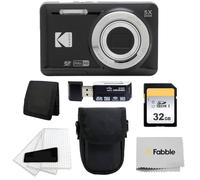 Kodak PIXPRO FZ55 - Cámara digital (negro) + funda negra para cámara de apuntar y disparar + tarjeta de memoria SD Transcend de 64 GB + cartera de tarjeta de memoria triple + lector de tarjetas SD USB