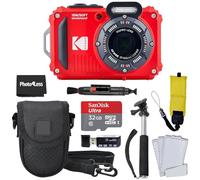 KODAK PIXPRO WPZ2 - Cámara digital resistente al agua, paquetes rojos con funda, monopié, lector de tarjetas y más (9 artículos)