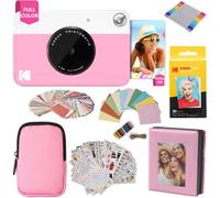 KODAK Printomatic cámara de impresión instantánea + Estuche Blando + Papel fotográfico Zink de 2 x 3 (Paquete de 20) + Álbum + Juegos de calcomanías + Marcos para calcomanías + Marcadores - Rosa