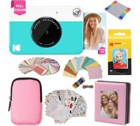 KODAK Printomatic cámara de impresión instantánea + Estuche Blando + Papel fotográfico Zink de 2 x 3 (Paquete de 20) + Álbum + Juegos de calcomanías + Marcos para calcomanías + Marcadores - Azul
