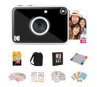 Kodak Printomatic+ Cámara Digital Instantánea 10MP Pack Regalo con Funda, Papel Zink 2x3” 20 Hojas, Álbum, Pegatinas y Rotuladores - Negro