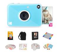 Kodak Printomatic+ Cámara Digital Instantánea 10MP Pack Regalo con Funda, Papel Zink 2x3” 20 Hojas, Álbum, Pegatinas y Rotuladores - Azul