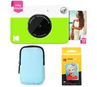 KODAK Printomatic Paquete básico de cámara con impresión instantánea a Todo Color + Estuche Blando + Paquete de 20 Papeles fotográficos Zink - Fotos Coloridas en Papel Adhesivo de 2 x 3 - Verde