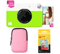 KODAK Printomatic Paquete básico de cámara con impresión instantánea a Todo Color + Estuche Blando + Paquete de 20 Papeles fotográficos Zink - Fotos Coloridas en Papel Adhesivo de 2 x 3 - Verde