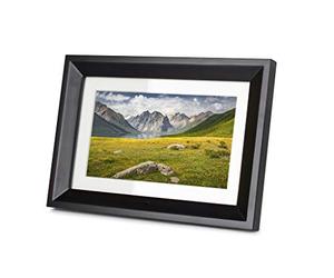 KODAK RDPF-1020W - Cadre Photo Numérique 10 Pouces, Écran 1024x600, Cadre Bois Noir, Diaporama Avec Musique, Photo/Vidéo/Audio, Télécommande, Horloge, Calendrier, Marche/Arrêt Auto - Noir