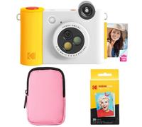 KODAK Smile+ - Cámara instantánea Digital 2 en 1 e Impresora fotográfica - Estuche Suave + Papel Zink - 10 MP, Lente giratoria, Color Blanco