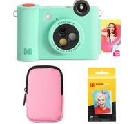 KODAK Smile+ - Cámara instantánea Digital 2 en 1 e Impresora fotográfica - Estuche Suave + Papel Zink - 10 MP, Lente giratoria, Verde