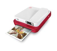 KODAK SMILE Classic Cámara Instantánea Digital c/Bluetooth, 16MP, 35 impresiones p/carga, Incluye papel ZINK 3,5 x 4,25", marcos con stickers, Roja