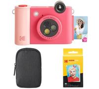 KODAK Smile+ - Paquete de iniciación de cámara instantánea Digital e Impresora fotográfica 2 en 1 - Funda + Papel Zink - 10 MP, Lente giratoria - Fucsia