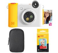KODAK Smile+ - Paquete de iniciación de cámara instantánea Digital e Impresora fotográfica 2 en 1, Funda + Papel Zink 20 Unidades, 10 MP, Lente giratoria, Color Blanco