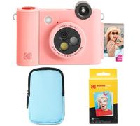 KODAK Smile+ - Paquete de iniciación de cámara instantánea Digital e Impresora fotográfica 2 en 1, Funda de Lujo + Papel Zink 20 Unidades, 10 MP, Lente giratoria, Color Rosa