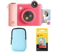 KODAK Smile+ - Paquete de iniciación de cámara instantánea Digital e Impresora fotográfica 2 en 1, Funda de Lujo + Papel Zink 20 Unidades, 10 MP, Lente giratoria, Fucsia