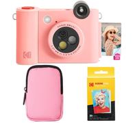 KODAK Smile+ - Paquete de iniciación de cámara instantánea Digital e Impresora fotográfica 2 en 1, Funda Suave + Papel Zink, 10 MP, Lente giratoria, Color Rosa