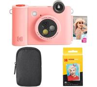 KODAK Smile+ - Paquete de iniciación de cámara instantánea Digital e Impresora fotográfica 2 en 1, Funda + Papel Zink 20 Unidades, 10 MP, Lente giratoria, Color Rosa