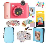 KODAK Smile+ - Paquete de Regalo de cámara instantánea Digital e Impresora fotográfica 2 en 1 - Funda + Papel Zink + álbum + Marcos + calcomanías + marcadores, Color Fucsia