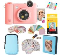 KODAK Smile+ - Paquete de Regalo de cámara instantánea Digital e Impresora fotográfica 2 en 1, Funda + Papel Zink + álbum + Marcos + calcomanías + marcadores, Color Rosa