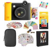 KODAK Smile+ - Paquete de Regalo de cámara instantánea Digital e Impresora fotográfica 2 en 1, Funda + Papel Zink + álbum + calcomanías + Marcos + marcadores, Color Negro