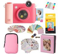 KODAK Smile+ - Paquete de Regalo de cámara instantánea Digital e Impresora fotográfica 2 en 1, Funda + Papel Zink + álbum + calcomanías + Marcos + marcadores, Color Fucsia