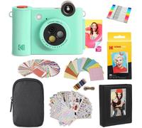 KODAK Smile+ - Paquete de Regalo de cámara instantánea Digital e Impresora fotográfica 2 en 1, Funda + Papel Zink + álbum + calcomanías + Marcos + marcadores, Color Verde
