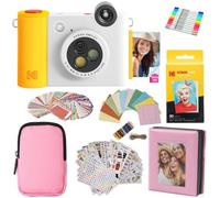 KODAK Smile+ - Paquete de Regalo de cámara instantánea Digital e Impresora fotográfica 2 en 1, Funda + Papel Zink + álbum + calcomanías + Marcos + marcadores, Color Blanco