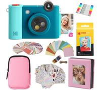 KODAK Smile+ - Paquete de Regalo de cámara instantánea Digital e Impresora fotográfica 2 en 1, Funda + Papel Zink + álbum + calcomanías + Marcos + marcadores, Color Azul