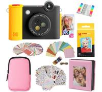 KODAK Smile+ - Paquete de Regalo de cámara instantánea Digital e Impresora fotográfica 2 en 1, Funda + Papel Zink + álbum + calcomanías + Marcos + marcadores, Color Negro