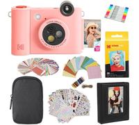 KODAK Smile+ - Paquete de Regalo de cámara instantánea Digital e Impresora fotográfica 2 en 1, Funda + Papel Zink + álbum + calcomanías + Marcos + marcadores, Color Rosa
