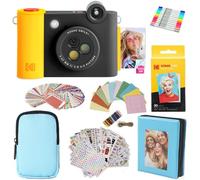KODAK Smile+ - Paquete de Regalo de cámara instantánea Digital e Impresora fotográfica 2 en 1, Funda + Papel Zink + álbum + Marcos + calcomanías + marcadores, Color Negro