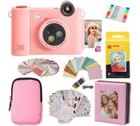 KODAK Smile+ - Paquete de Regalo de cámara instantánea Digital e Impresora fotográfica 2 en 1, Funda + Papel Zink + álbum + calcomanías + Marcos + marcadores, Color Rosa
