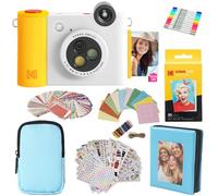 KODAK Smile+ - Paquete de Regalo de cámara instantánea Digital e Impresora fotográfica 2 en 1, Funda + Papel Zink + álbum + Marcos + calcomanías + marcadores, Color Blanco