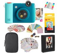 KODAK Smile+ - Paquete de Regalo de cámara instantánea Digital e Impresora fotográfica 2 en 1, Funda + Papel Zink + álbum + calcomanías + Marcos + marcadores, Color Azul