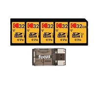 Kodak Tarjeta de memoria SDHC de 32 GB clase 10 UHS-I U1 (paquete de 5) con enfoque todo en uno USB lector de tarjetas (6 artículos)