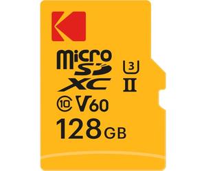 Kodak - Tarjeta MicroSD de 128 GB UHS-II U3 V60 de Alta Velocidad 300 MB/s de Lectura, 160 MB/s de Escritura - Vídeo 4K/8K - Ideal para fotografía y videografía - Adaptador SD Incluido
